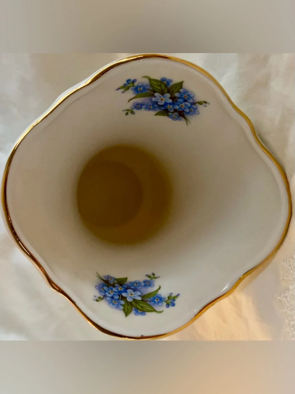 Sheltonian Vintage English Finest Porcelain, Adorned w/Tiny Blue Forget-Me-Knots